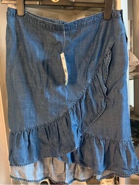 next Chambray Blue Asymmetrical Ruffle Wrap Skirt